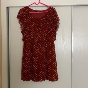 Rust polka dot dress